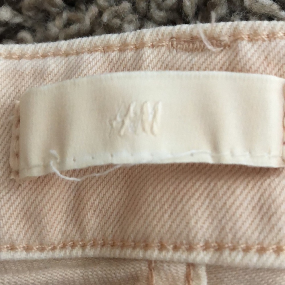 H&M Jean Shorts High Waist SZ 10 Cream Beige Tan - Picture 7 of 9